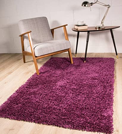 The Rug House Ontario Plum Purple Soft Touch Easy Clean Living Room Shaggy Rugs 80cm x 150cm