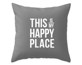 Jtartstore This is my happy place throw pillow This is my happy place cushion grey typography pillow 18 x 18 inches