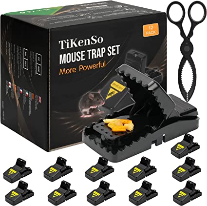 12 Pack Mouse Trap with 1 clamp Mouse Traps Indoor for Home Humane Mouse Traps with 12 Trap Sticky mice Traps and Powerful Mousetrap for Living Room Kitchen Garden Balcony