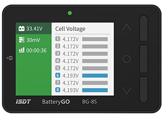 ISDT BG-8S BattGo Battery Meter, LCD Display Digital Battery Capacity Checker Battery Balancer Battery Tester for NiMH,LiPo,Life,Li-ion,Nicd