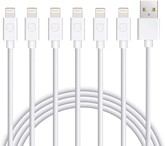 Sundix Phone Charger Cable, 6Pack 3FT/1M USB Charging Cord for iPhone X, 8, 8 Plus, 7, 7 Plus, 6S, 6 Plus, SE, 5S, 5, iPad, iPod Touch (White)