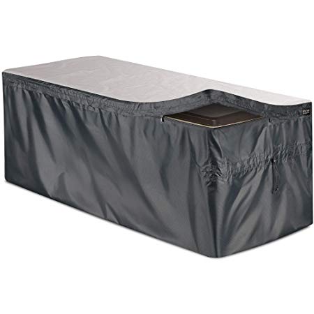 BagMate Deck Box Cover - 51.5" x 28" x 27" - L Model for Keter 211359 Borneo 110 Gal, Suncast 99 Gallon Resin, Lifetime 60186 and More - PVC-Coated Waterproof & Adjustable Deck Box Cover
