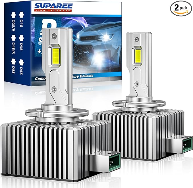 SUPAREE D3S D3R LED Bulbs, Plug and Play, 6500K Cool White, 30000LM 150W +600% Brightness, HID Replacement Bulbs, Pack of 2