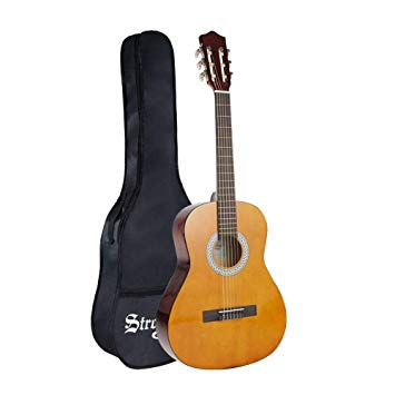 Strong Wind 3/4 Size Classical Acoustic Guitar, Strong Wind 36" Inch 6 Nylon Strings Guitar Beginner Kit Guitar Starter Pack with Carrying Bag, Picks, Extra Strings and Cleaning Cloth for Students Children