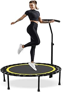 50" Bungees Rebounder Trampoline for Adults, Silent Trampoline Fitness Rebounder with Adjustable Handle Bar, Jumping Cardio Trainer Indoor Workout Max Limit 330 lbs