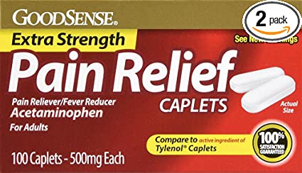 GoodSense® Extra Str Pain Relief Caplets, Acetaminophen 500 mg, 100/ea