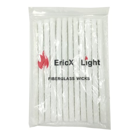 EricX Light 12 pcs Long Life Fiberglass Replacement Tiki Torch Wick,Dia:0.5 inch Length:9.85 inch,Perfect for Outdoor TIKI Torch,Wine Bottles,Lanterns