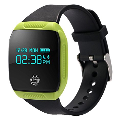 LEMFO E07S Smart Band Sports Fitness Watch Activity Tracker Bracelet Wristband Call Reminder for Android iOS (Green)