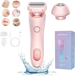 Modira Shaver, Modira Mermaid Shaver, 2 in 1 Electric Shaver Razors for Women, Bikini Trimmer for Women, Ipx7 Waterproof Wet & Dry, for Face Body Leg Bikini Underarm Arm (Pink)