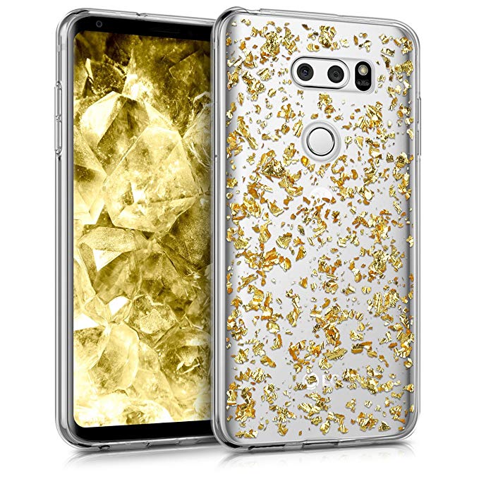 kwmobile Crystal TPU Silicone Case for LG V30/V30 /V30S/V30S  ThinQ in Design Flakes gold transparent