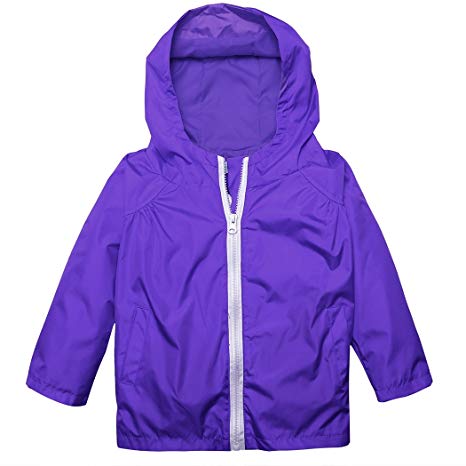 BELLE-LILI Kids Lightweight Waterproof Hooded Jacket Raincoat Hoodies with Pockets