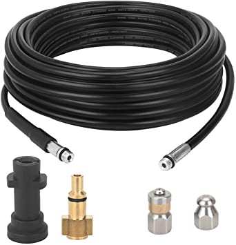 STYDDI Pressure Washer Drain Pipe Hose Cleaning Kit for Karcher K2-K7 Series and LAVOR Pressure Washer, with Jet Nozzle and Rotating Jet Nozzle, 15 M, 180 Bar