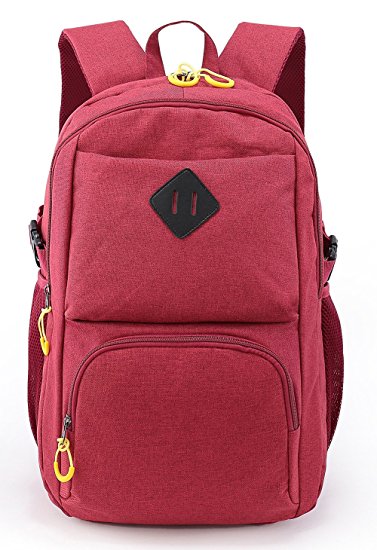 Weekend Shopper Casual Canvas Daypack Backpacks College Backpack with Laptop Compartment for Women Men to Travel Hiking Camping Weekend Red