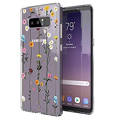 MOSNOVO Galaxy Note 8 Case, Galaxy Note 8 Case Clear, Wildflower Floral Flower Pattern Printed Clear Design Transparent Case with TPU Bumper Case Cover for Samsung Galaxy Note 8