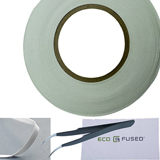 Eco-Fused Adhesive Sticker Tape for Use in Cell Phone Repair - 2mm Double Sided Tape - also including 1 Pair of Tweezers / Microfiber Cleaning Cloth (white)
