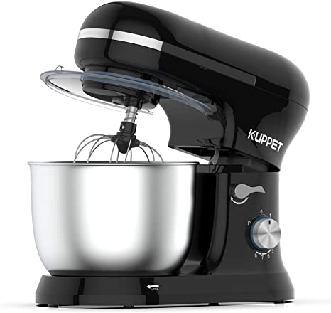 KUPPET Stand Mixer, Food Mixer with Tilt-Head, 8-Speeds Electric Mixer, Included Dough Hook, Wire Whip & Beater, 4.5L Stainless Steel Bowl - Black