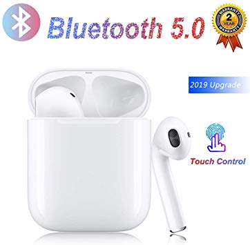 Bluetooth 5.0 Wireless Earbuds with【24Hrs Charging Case】 Waterproof TWS Stereo Headphones in-Ear Built-in Mic Headset Premium Sound with Deep Bass for Sport Earphones Apple Airpods Headphones