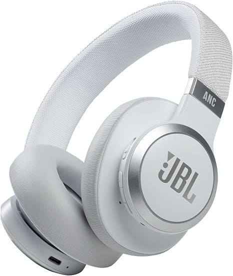 JBL Live 660NC - Wireless On-Ear Bluetooth headphones with Active Noise Cancelling technology and up to 50 hours battery life, in white