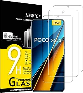 NEW'C 3 Piezas, Protector Pantalla para Xiaomi Poco X6 5G, X6 Pro 5G, Cristal templado Antiarañazos, Antihuellas, Sin Burbujas, Dureza 9H, 0.33 mm Ultra Transparente, Ultra Resistente