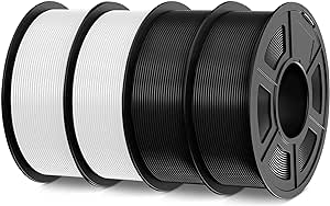 SUNLU 4kg PLA 3D Printer Filament Bundle, Neatly Wound PLA Filament 1.75mm ±0.02mm, Individually Vacuum Packed, 4kg in Total, 1kg per Spool, 4 Pack, 4000g PLA, Black Black White White