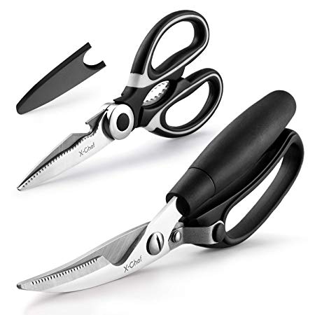 X-Chef Poultry Shears and Kitchen Scissors Set of 2, Stainless Steel Heavy Duty Multipurpose for Chicken Bone Meat Herb