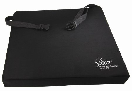 Secure Gel Foam Seat Cushion With Safety Strap for Wheelchairs and Chairs Black - 18 x 16 x 3 - One Year Warranty