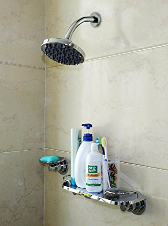 Section Cup Organizer Storage Rustproof Shelf Shower Caddy Wall Rack Shelves Bathroom Trays and Soap Dishes Come with 3M Sticker.