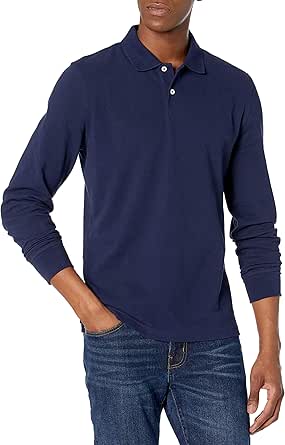 Amazon Essentials Men's Slim-Fit Long-Sleeve Pique Polo