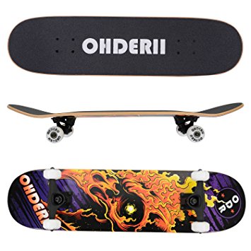 ohderii Skate Complete Skateboards 31" X 8" Longboard Skateboard Cruiser Through Downhill Complete Canadian Maple 7 layers