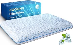 Ultra Thin Flat Pillows for Sleeping,Cooling Slim Pillow Memory Foam Pillow 2.75 inch Height Ultra Thin Pillow,Low Profile Sleeper Pillows for Stomach Back Sleeper for Neck and Back Support