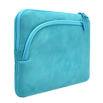 Unik Case Soft Fluffy Fleece Aqua Zipper Laptop Sleeve Bag Laptop Sleeve Bag Case Cover for All 13" 13-Inch Laptop Notebook / Macbook Pro / Macbook Unibody / Macbook Air / Ultrabook / Chromebook