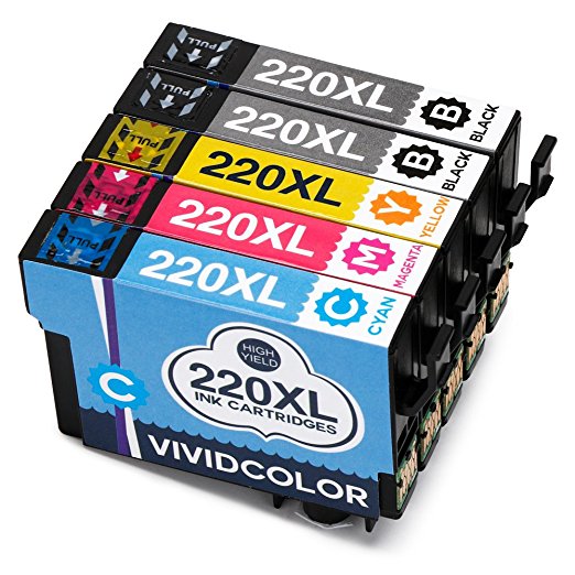 Vividcolor Remanufactured 220XL 220 Ink Cartridges High Yield Compatible with XP-420 WF-2760 WF-2630 WF-2650 WF-2660 WF-2750 XP-320 XP-424 Printer (1 Set   1 Black)