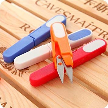 Stock Show 4Pcs Embroidery Sewing Tool Craft Scissors Snips Beading Thread Cutter Nippers with Plastic Safety Cover, Random Color