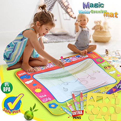 Aquadoodle Mat，Toddler Toys Large Aqua Doodle pad，Magic Water Drawing Mat with 4 Doodle Pens Color for kids Painting Best Educational Boys Girls Gift Size 31.5" X 23.6" by SPCEUTOH