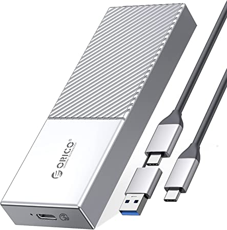 ORICO 20Gbps USB C to M.2 NVMe SSD Enclosure Reader, USB 3.2 Gen2x2 to NVMe M-Key Solid State Drive Aluminum External Adapter, M2 Case Support UASP Trim for NVMe SSD 2230/2242/2260/2280-M207-SV