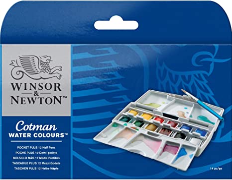 Winsor & Newton Cotman Water Colour Paints - 12 Half Pans