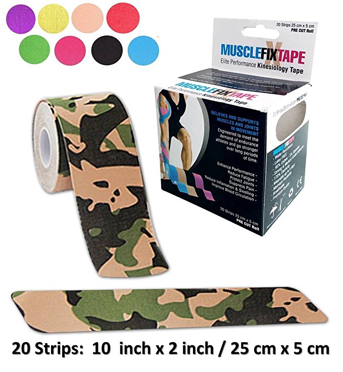 Kinesiology Therapeutic Tape Precut Roll  Recovery Sports Athletic Physio Therapy Injury Support  Elastic Breathable Cotton Water Resistant Strong Adhesive  Tendon Joint Ligament Muscle Pain Relief