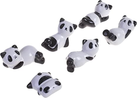 BCP Set of 6 pcs Ceramic Cute Panda Pattern Chopstick Stand Rest Rack Spoon Fork Knife Holder