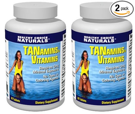 Tanamins Tanning Vitamin-Get a Darker Tan in Half the Time Without Expensive Tanning Beds (2 bottles/120 Count)
