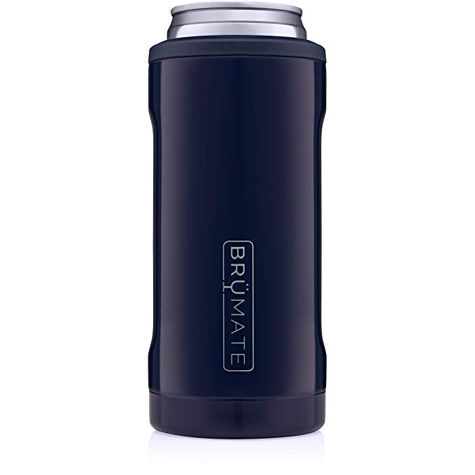 BrüMate Hopsulator Slim Double-walled Stainless Steel Insulated Can Cooler for 12 Oz Slim Cans (Navy Blue Gloss)