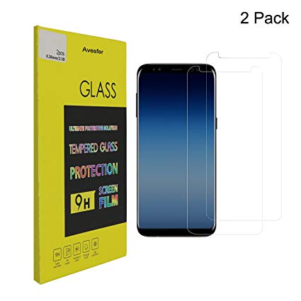 Samsung Galaxy A8 2018 Screen Protector Updated,Avesfer Ultra-Clear 0.26mm Ultra Slim Tempered Glass 2.5D Screen Film,9H Hardness,Scratch Resistant Bubble Free (Not Full Coverage) Pack of 2