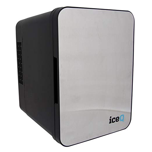 iceQ 4 Litre Small Mini Fridge Cooler - Stainless Steel/Black