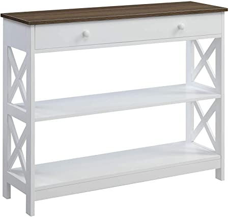 Convenience Concepts Oxford 1 Drawer Console Table, Driftwood / White