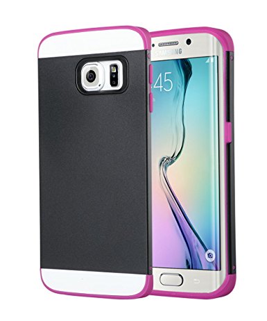 Galaxy S6 Edge Case, ULAK [Slim Protect] Hybrid with 2 Layer Cover PC and TPU Layers for Samsung Galaxy S6 Edge (5.1" inch) 2015 Release Black   Rose Pink