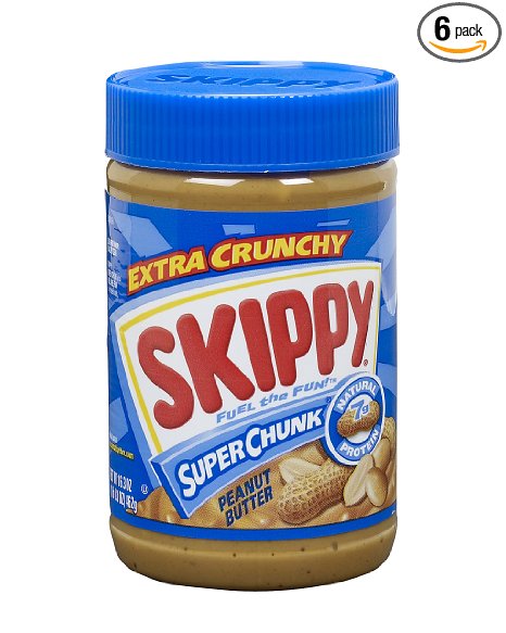 Skippy Peanut Butter, Super Chunk, 16.3-Ounce Jars (Pack of 6)