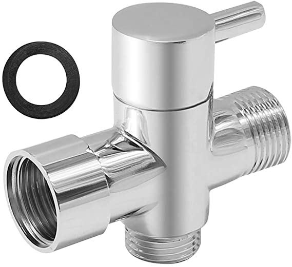 T-adapter with Shut off Valve Metal, 3-way Tee Connector, compatible with Luxe Neo Bidets, Chrome Finish