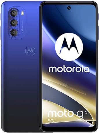 Motorola Moto G51 5G   4G LTE 128GB   4GB 6.8" 120 hz 50MP Triple Camera XT2171-1 (Not for Verizon At&t Cricket Boost CDMA)   (Fast Car Charger Bundle) (Winter Blue)