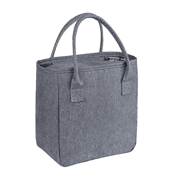 Lunch Tote Bag, HQSILK Insulated Lunch Bag Fashionable Prep Lunch Tote Boxes for Men Women Adults (Grey)