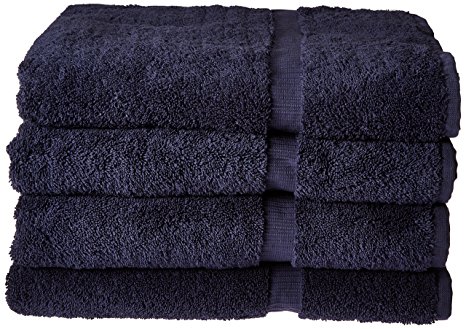 Luxury Hotel & Spa Bath Towel 100% Genuine Turkish Cotton, Set of 4 (Navy Blue)