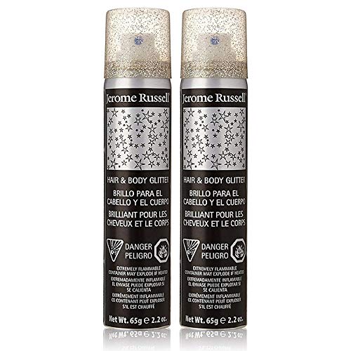 Jerome Russell Hair & Body Glitter Spray, Silver 2.2 oz (Pack of 2)